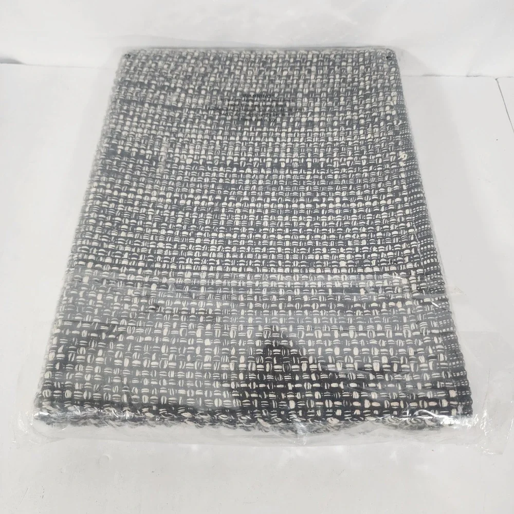 Gratico 6 Pack Cotton Placemats Black Natural 14x20 Woven Table Mats New